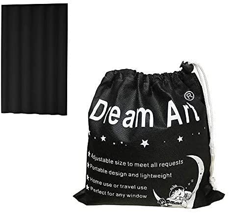 DREAM ART Anywhere Portable Blackout Curtain/Adjustable Blackout Shades/Temporary Blackout Blinds with Suction Cups for Nursery,Children Kids Bedroom or Travel Use,Black,1 pc W51xL72Inch(130X183cm)