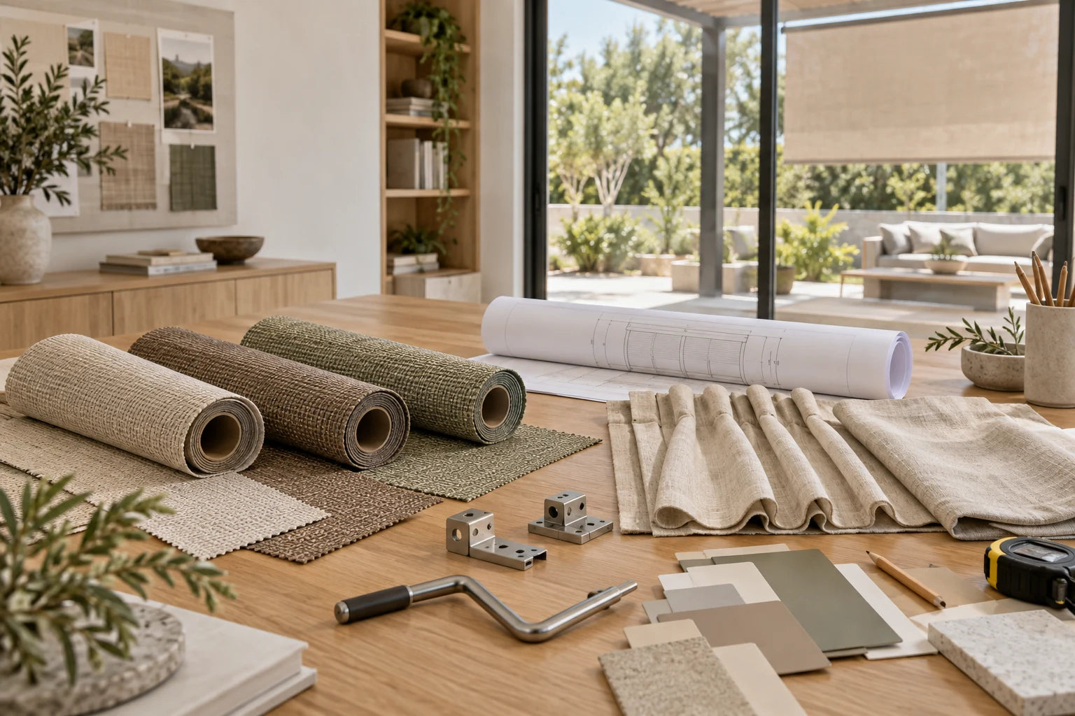 Material samples and hardware used in the Cozyer Living product development process