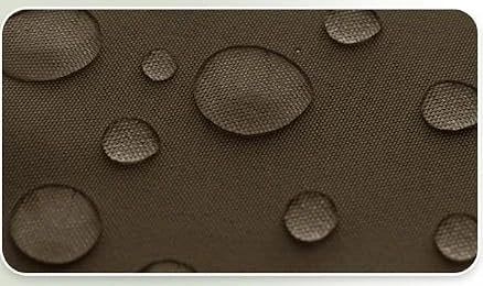 Water beads on brown gazebo curtain fabric
