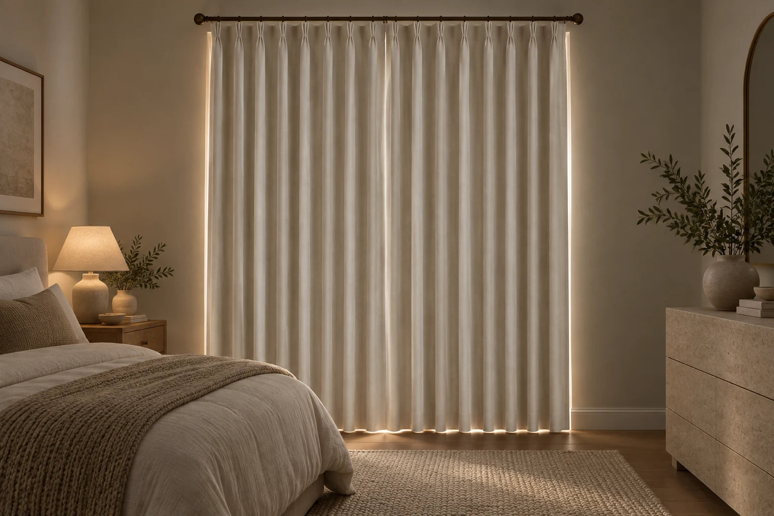Natural blackout linen-blend pinch pleat curtains