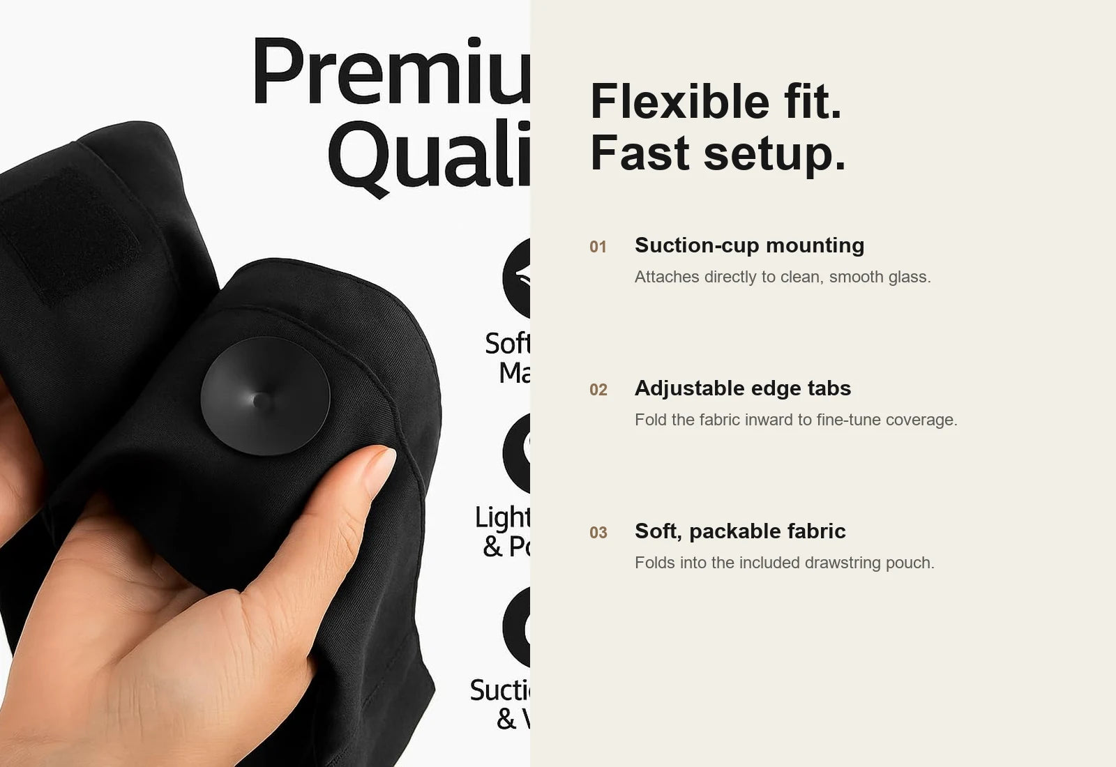 Suction cup and adjustable edge details