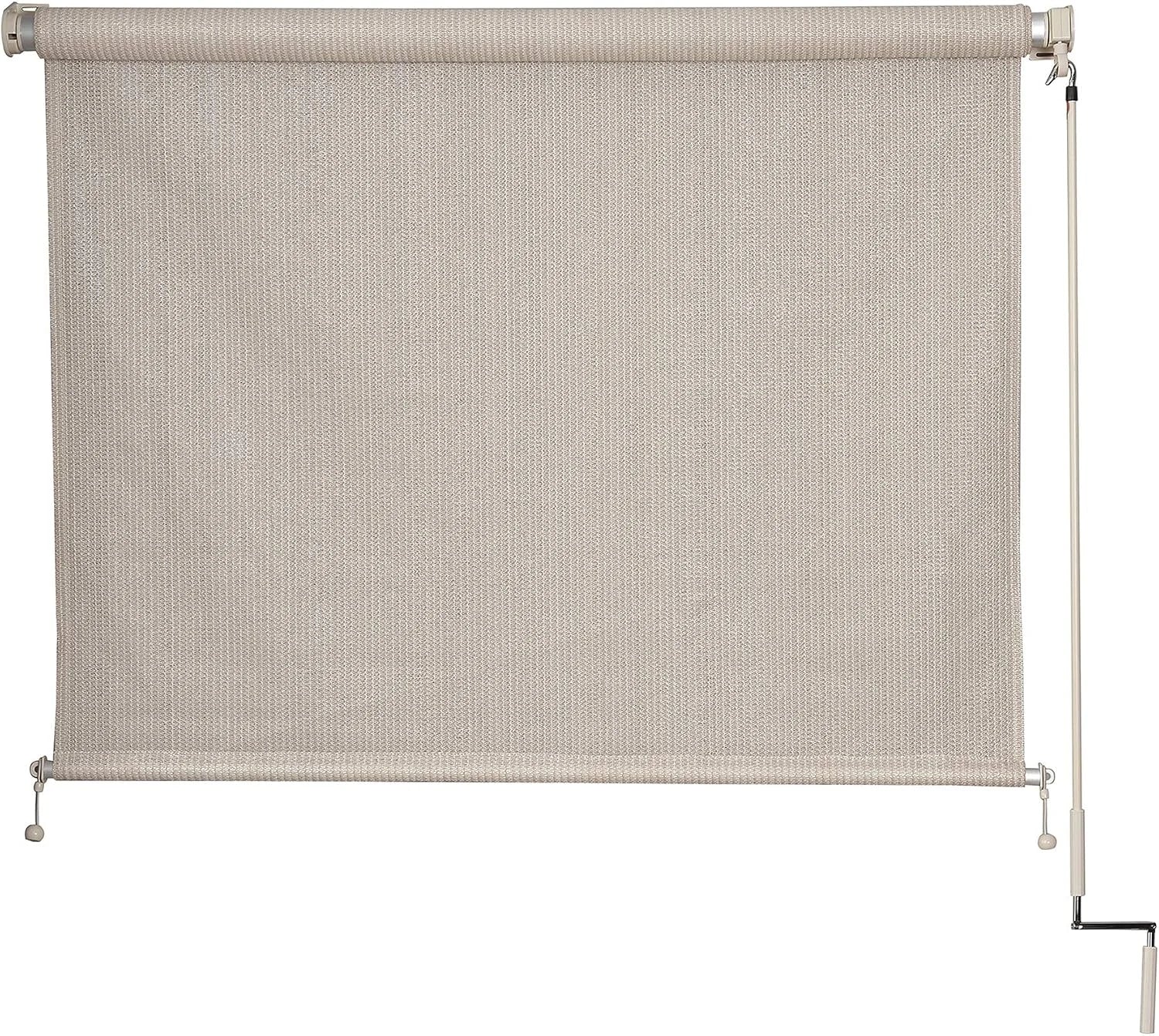 Beige Cozyer Living outdoor roller shade with manual crank